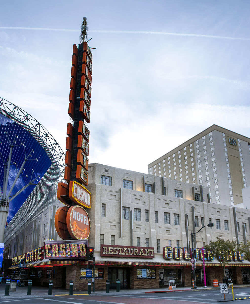 The Golden Gate hotel-casino is seen on Thursday, Jan. 13, 2022, in Las Vegas. (L.E. Baskow/Las ...