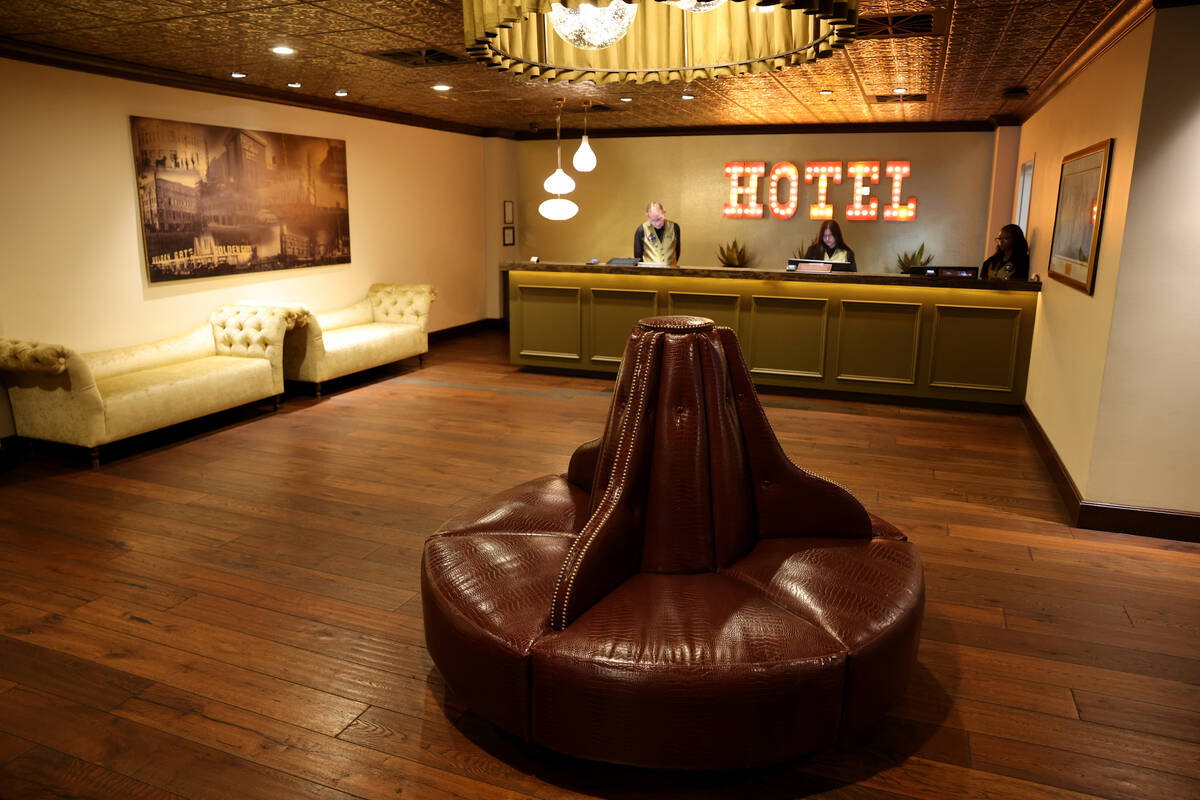 The lobby of the Golden Gate is shown in the historic hotel at the corner of Main and Fremont s ...