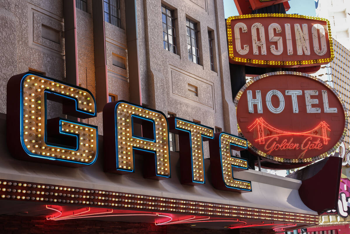 The Golden Gate hotel-casino in downtown Las Vegas is seen on Friday, Oct. 24, 2025. (Benjamin ...