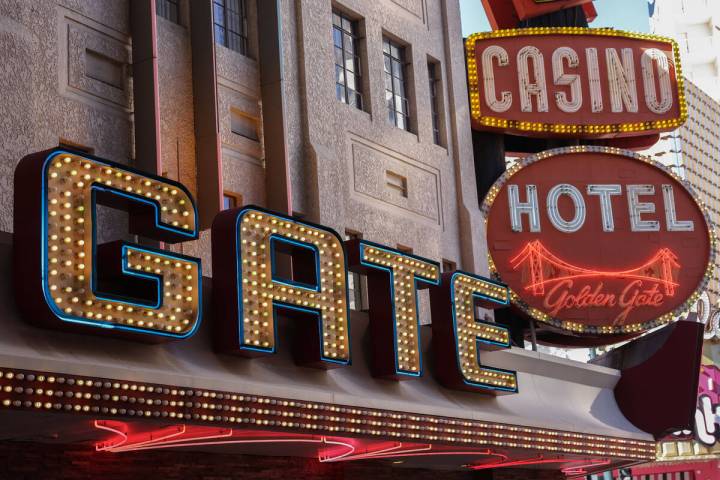 The Golden Gate hotel-casino in downtown Las Vegas is seen on Friday, Oct. 24, 2025. (Benjamin ...