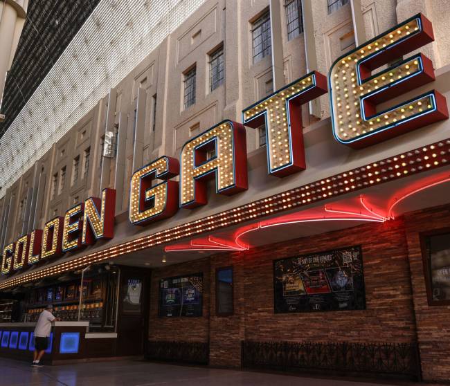 The Golden Gate hotel-casino in downtown Las Vegas is seen on Friday, Oct. 24, 2025. (Benjamin ...