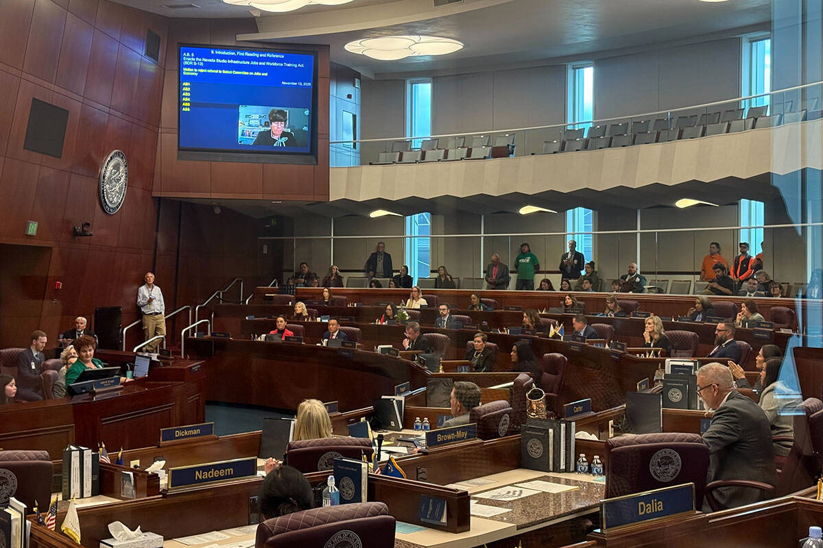 Assemblymember Tracy Brown-May, D-Las Vegas, appears via Zoom for a vote in the Nevada Assembly ...