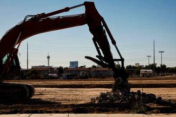 Construction continues at the new Windsor Park community Monday, Oct. 27, 2025, in North Las Ve ...