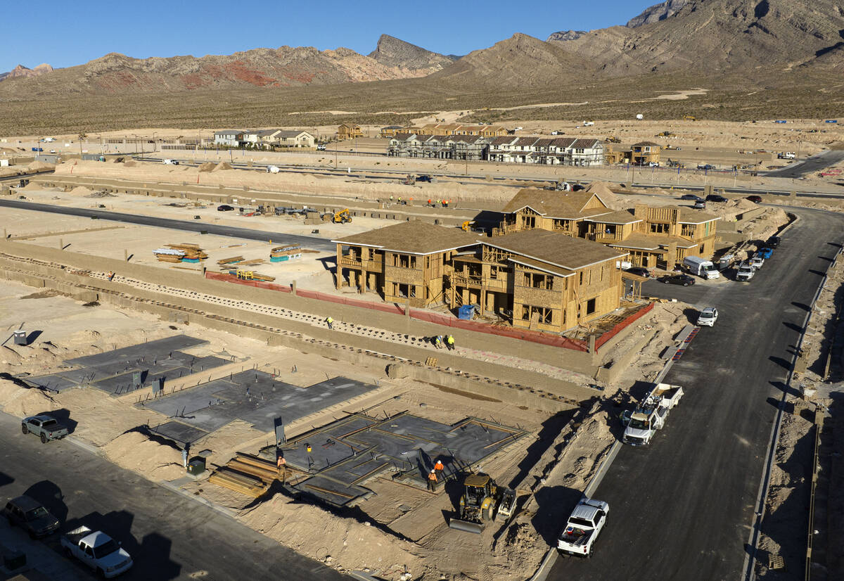 An aerial photo shows home construction is underway just west of the Far Hills Avenue and Sky V ...