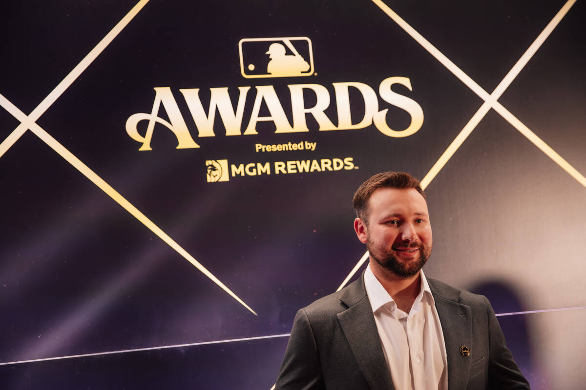 Seattle Mariners catcher Cal Raleigh walks the MLB Awards red carpet at The Cosmopolitan Thursd ...