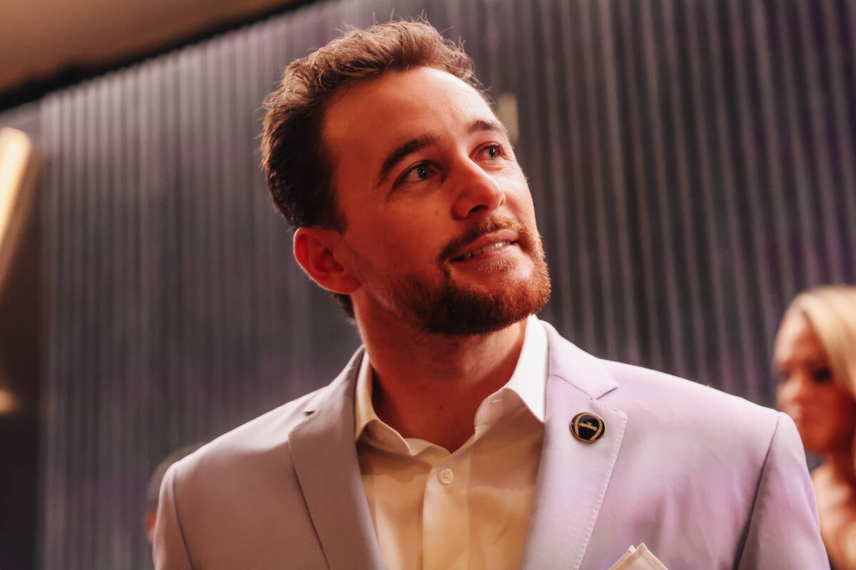 Brice Turang walks the MLB Awards red carpet at The Cosmopolitan Thursday, Nov. 13, 2025, in La ...