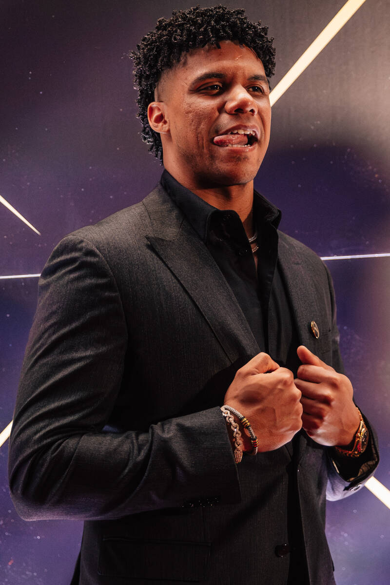 Juan Soto walks the MLB Awards red carpet at The Cosmopolitan Thursday, Nov. 13, 2025, in Las V ...
