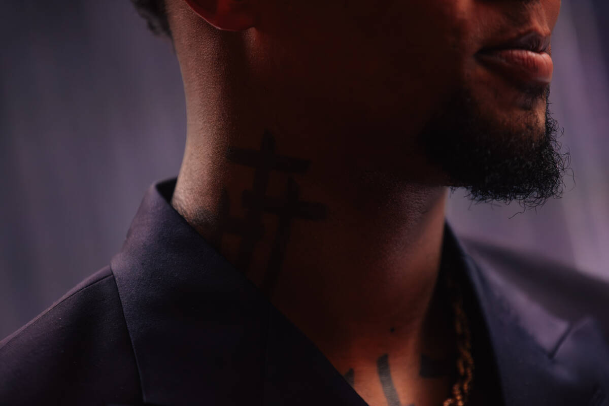 Ronald Acuna Jr. walks the MLB Awards red carpet at The Cosmopolitan Thursday, Nov. 13, 2025, i ...