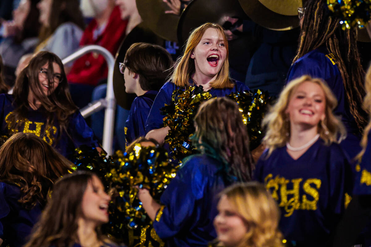 Foothill students cheer during a Open Division high school football playoff game between Bishop ...