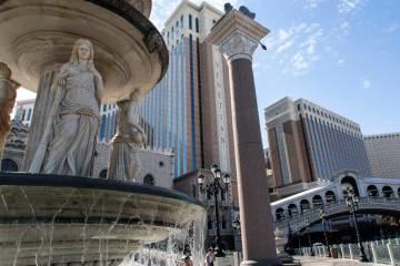 An underground water main break is causing a temporary disruption at The Venetian hotel-casino ...