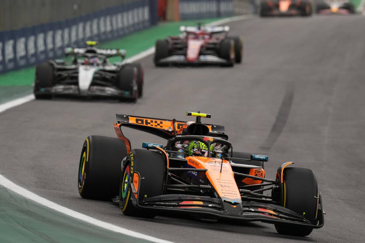 McLaren driver Lando Norris of Britain drives during the Brazilian Formula One Grand Prix at th ...