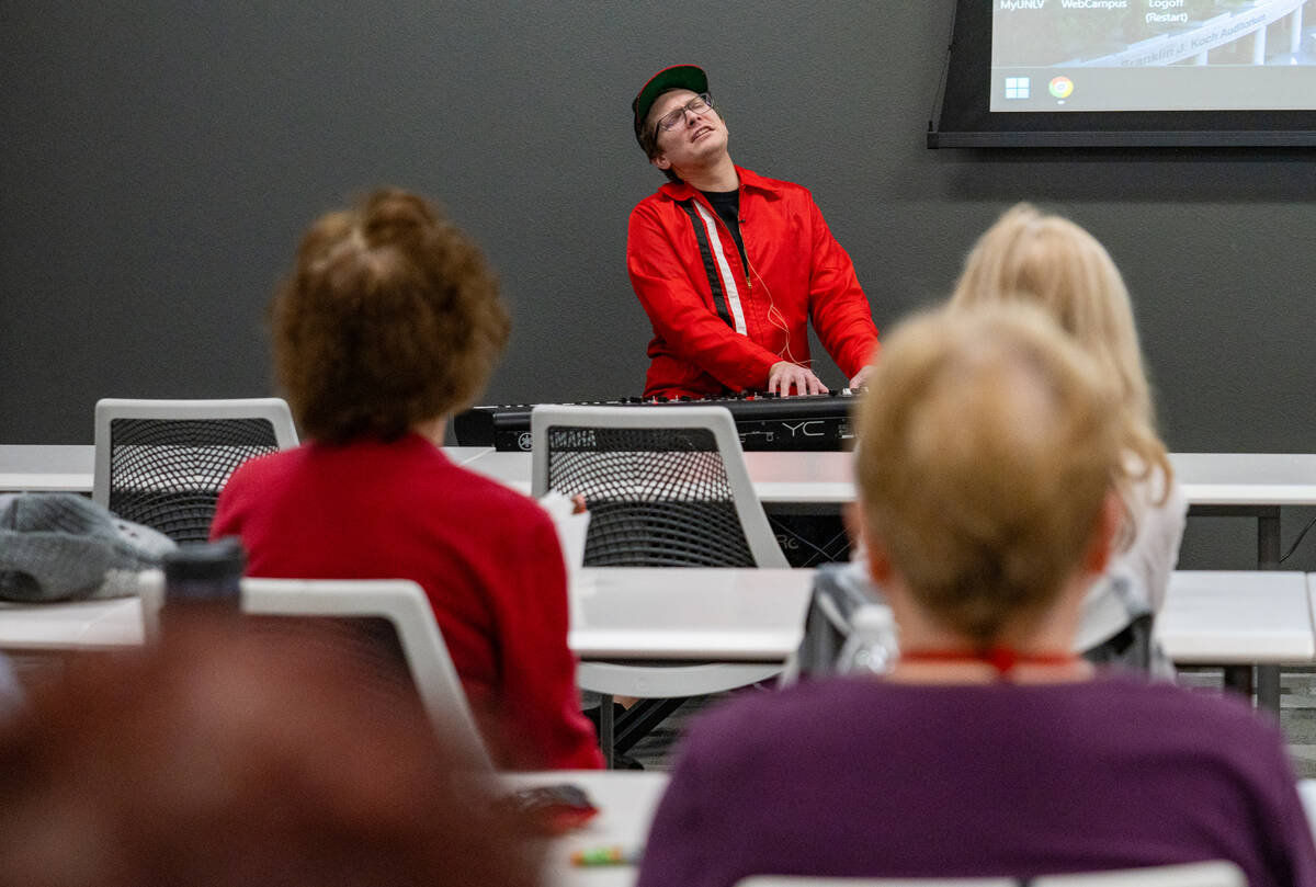 Patrick Hogan, a local musican, preforms during ‘Jazz appreciation’ class for mem ...