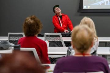 Patrick Hogan, a local musican, preforms during ‘Jazz appreciation’ class for mem ...