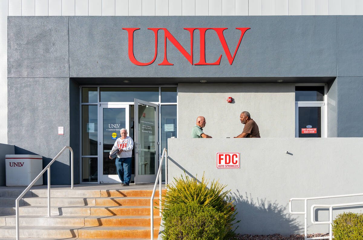 Members of UNLV's Osher Lifelong Learning Institute mingle after the 1pm classes are finis ...