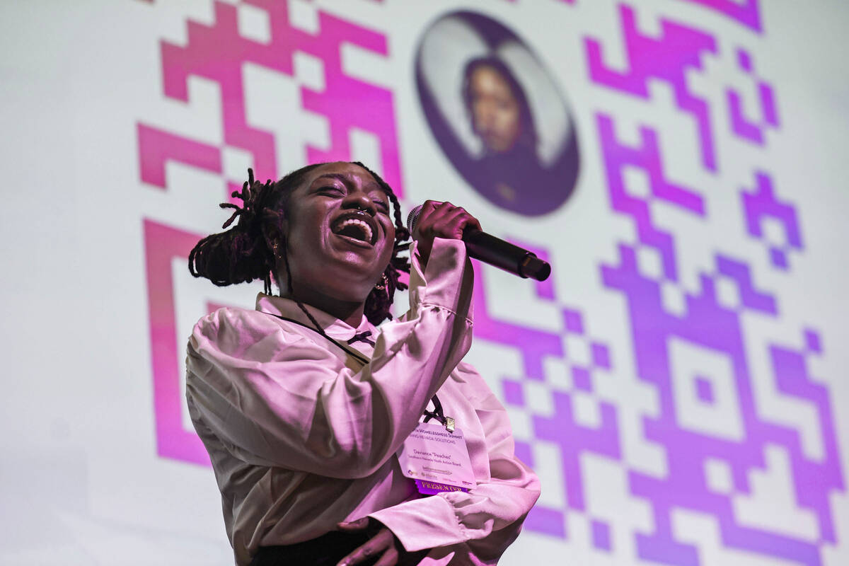 “Peaches” performs during the 2025 Nevada Youth Homelessness Summit Friday, Nov. ...