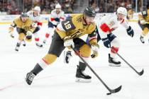 Vegas Golden Knights right wing Reilly Smith (19) skates against Florida Panthers defenseman Do ...