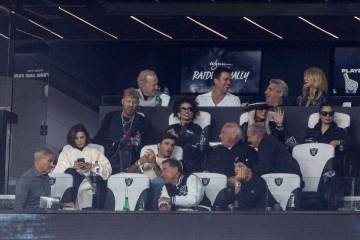 In the back row of the owner’s suite during an NFL game between the Raiders and the Dall ...