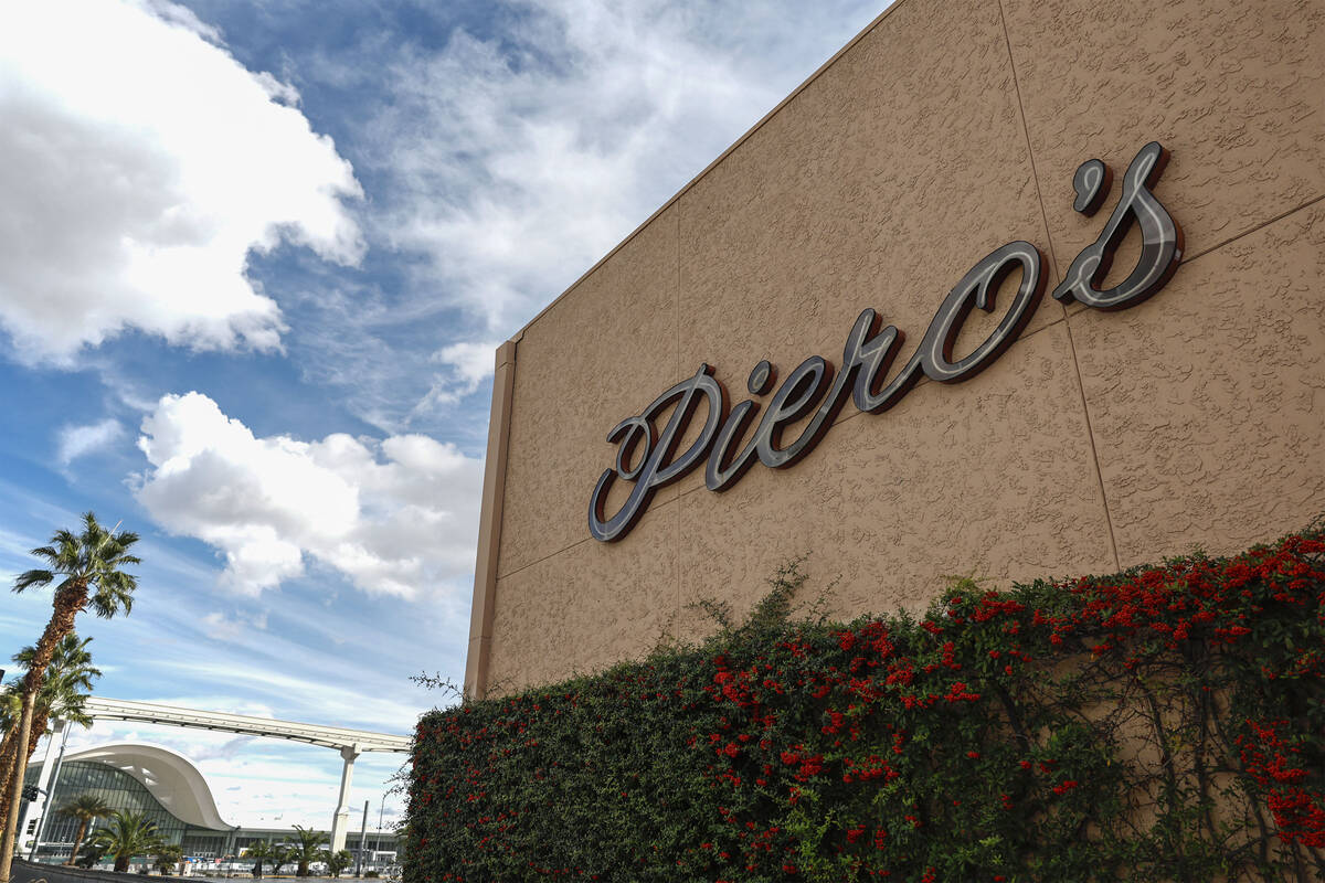 The exterior of Piero's Italian Cuisine is photographed Monday, Nov. 17, 2025 in Las Vegas ...