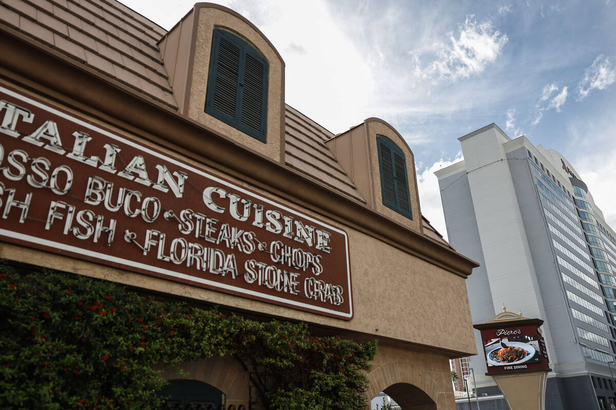 The exterior of Piero's Italian Cuisine is photographed Monday, Nov. 17, 2025 in Las Vegas ...
