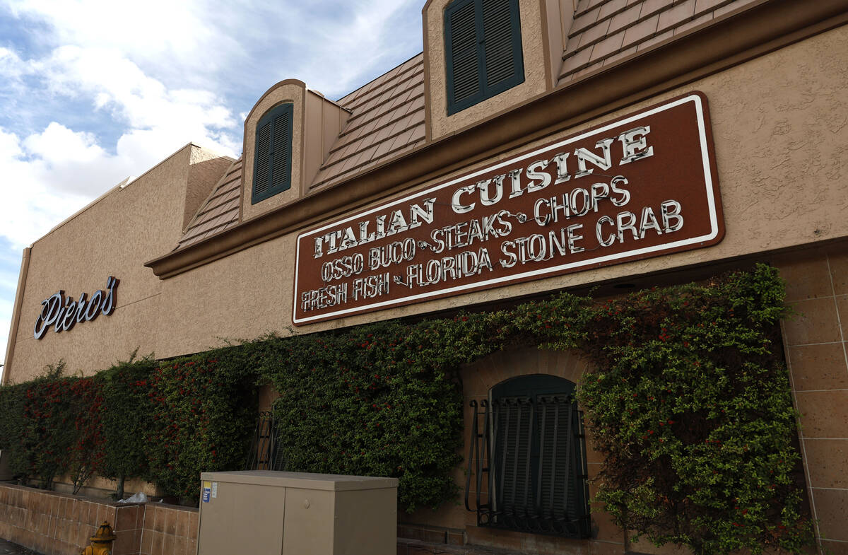 The exterior of Piero's Italian Cuisine is photographed Monday, Nov. 17, 2025 in Las Vegas ...