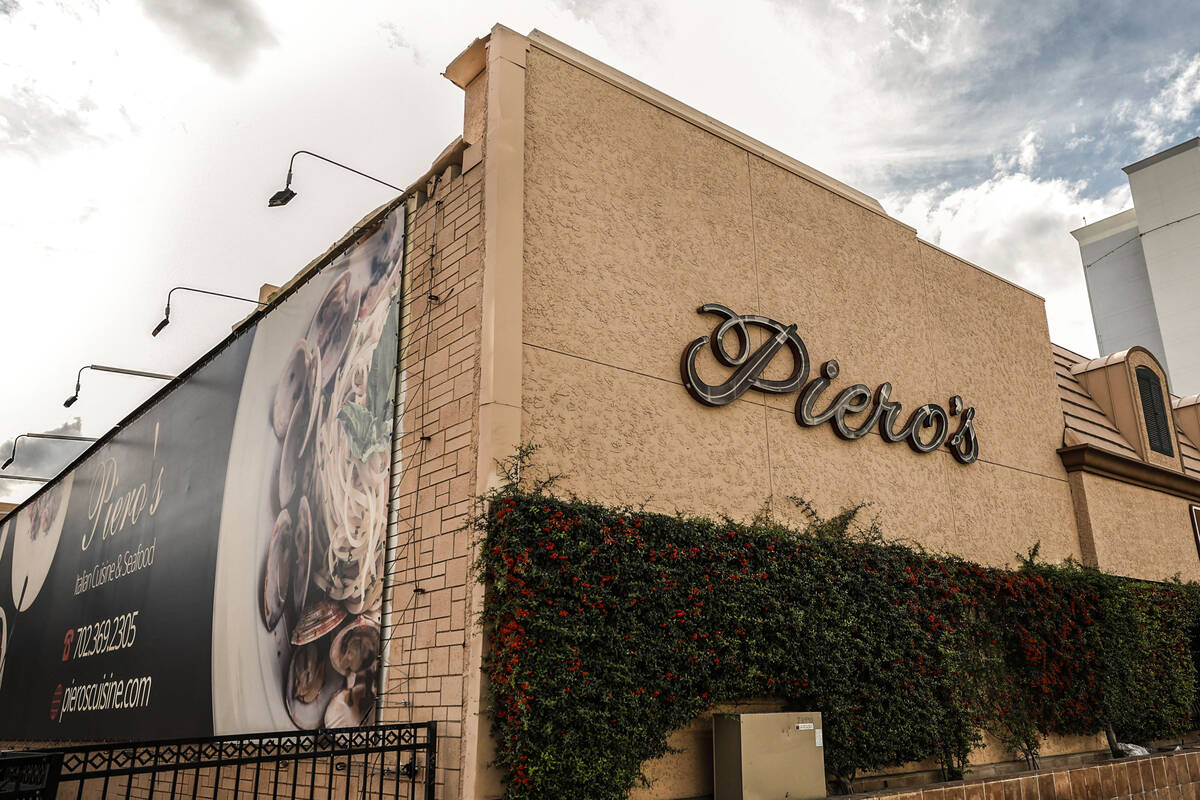 The exterior of Piero's Italian Cuisine is photographed Monday, Nov. 17, 2025 in Las Vegas ...