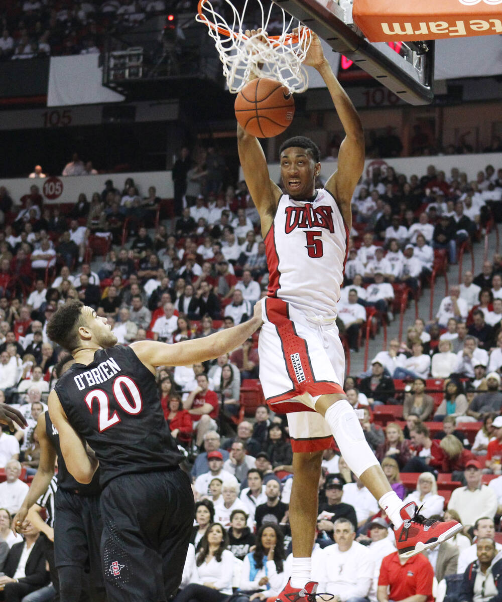 UNLV forward Christian Wood dunks on San Diego State during the second half of their Mountain W ...