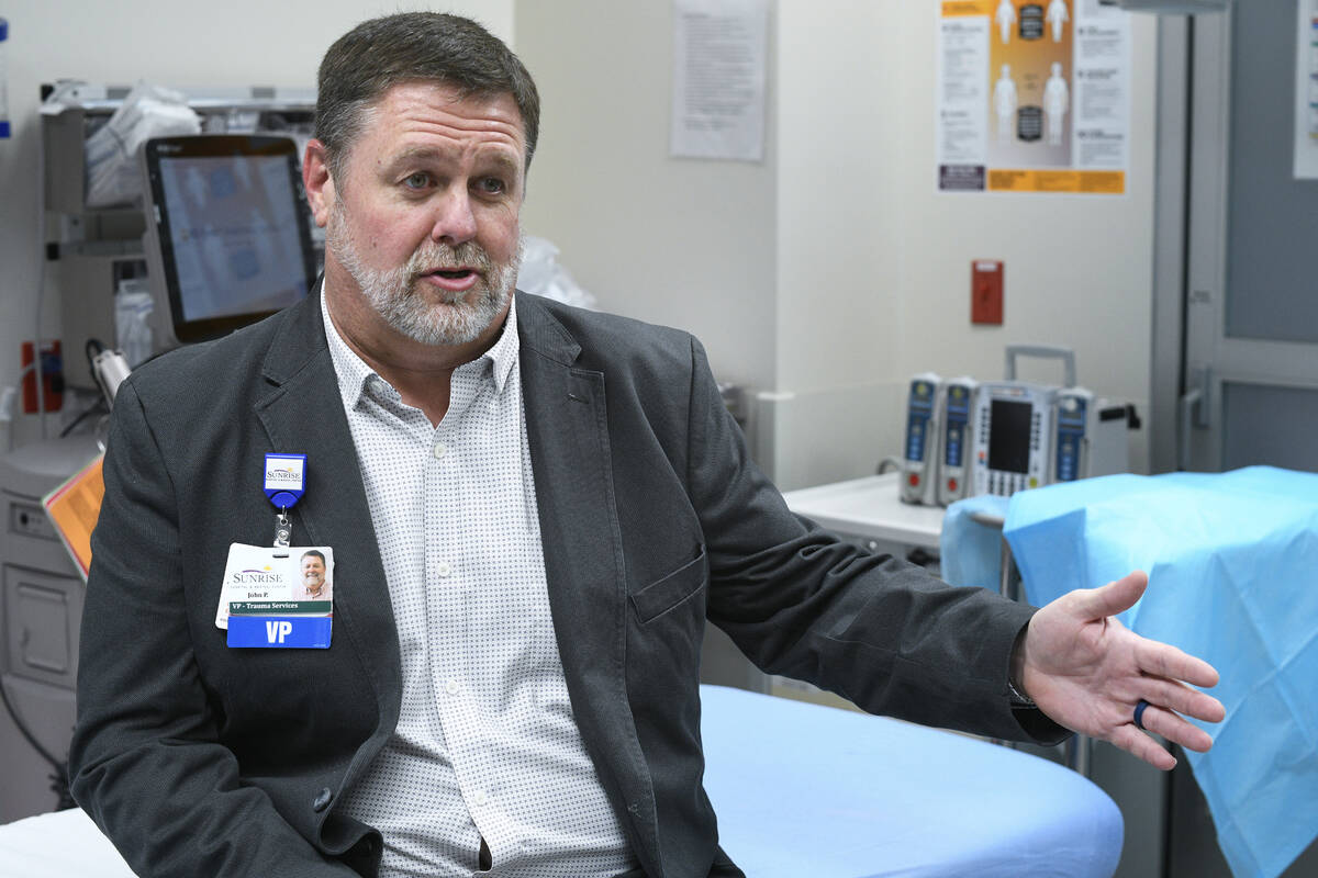 John Pope, vice president of trauma services for Sunrise Hospital and Medical Center, talks abo ...