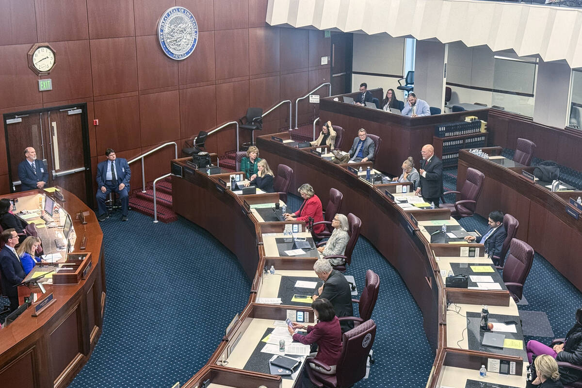 Nevada Sen. Ira Hansen, R-Sparks, addresses the state Senate during the special legislative ses ...
