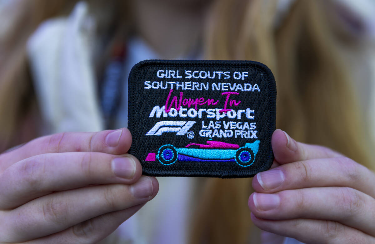 The new "women in motorsport" patch earned by the Girl Scouts of Southern Nevada foll ...