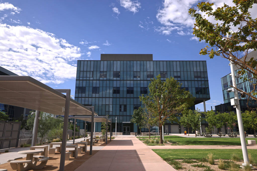 The new Las Vegas Civic Center and Carolyn G. Goodman Plaza on Thursday, Sept. 4, 2025, in Las ...