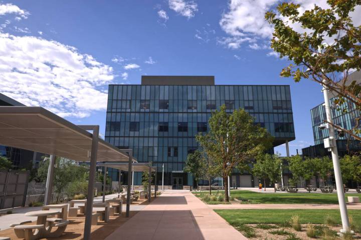 The new Las Vegas Civic Center and Carolyn G. Goodman Plaza on Thursday, Sept. 4, 2025, in Las ...