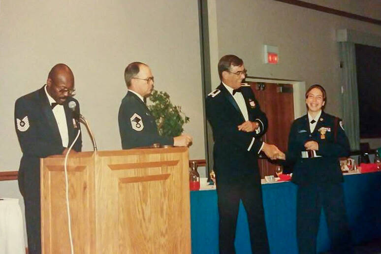 From left to right, Master Sgt. Phillip S. Johnson, Sgt. Wesley Sterner, Lieutenant Colonel Lee ...