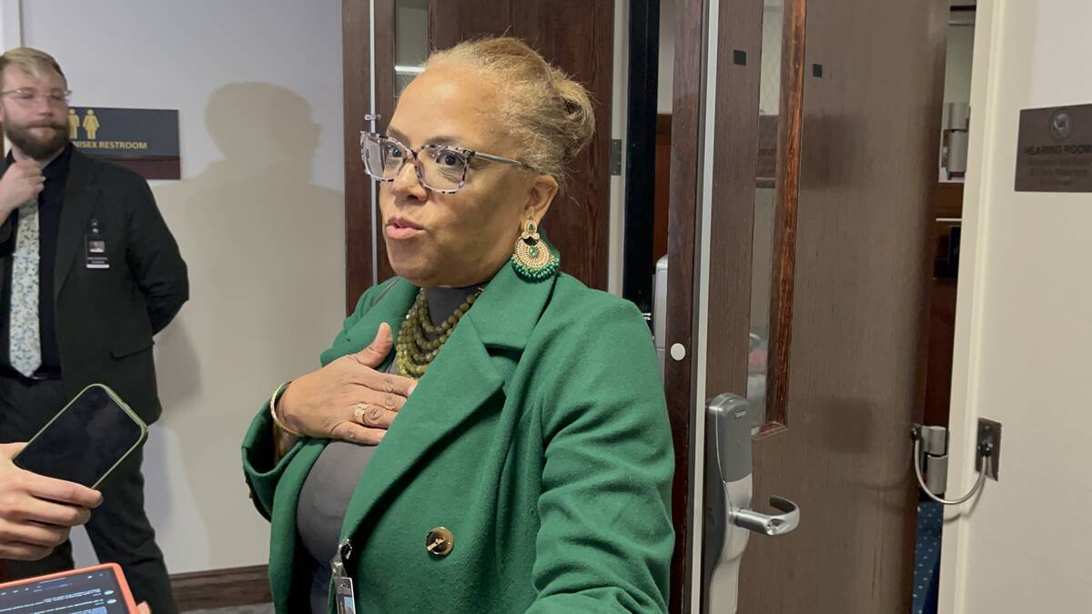 Senator Dina Neal, D-North Las Vegas, speaks after the end of the Nevada Legislature's special ...