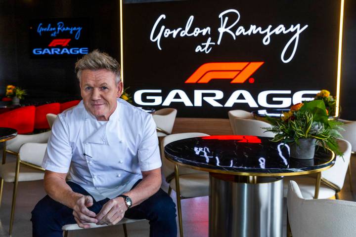 Gordon Ramsay within his Gordon Ramsay F1 Garage inside the F1 Pit Building at the Las Vegas Gr ...
