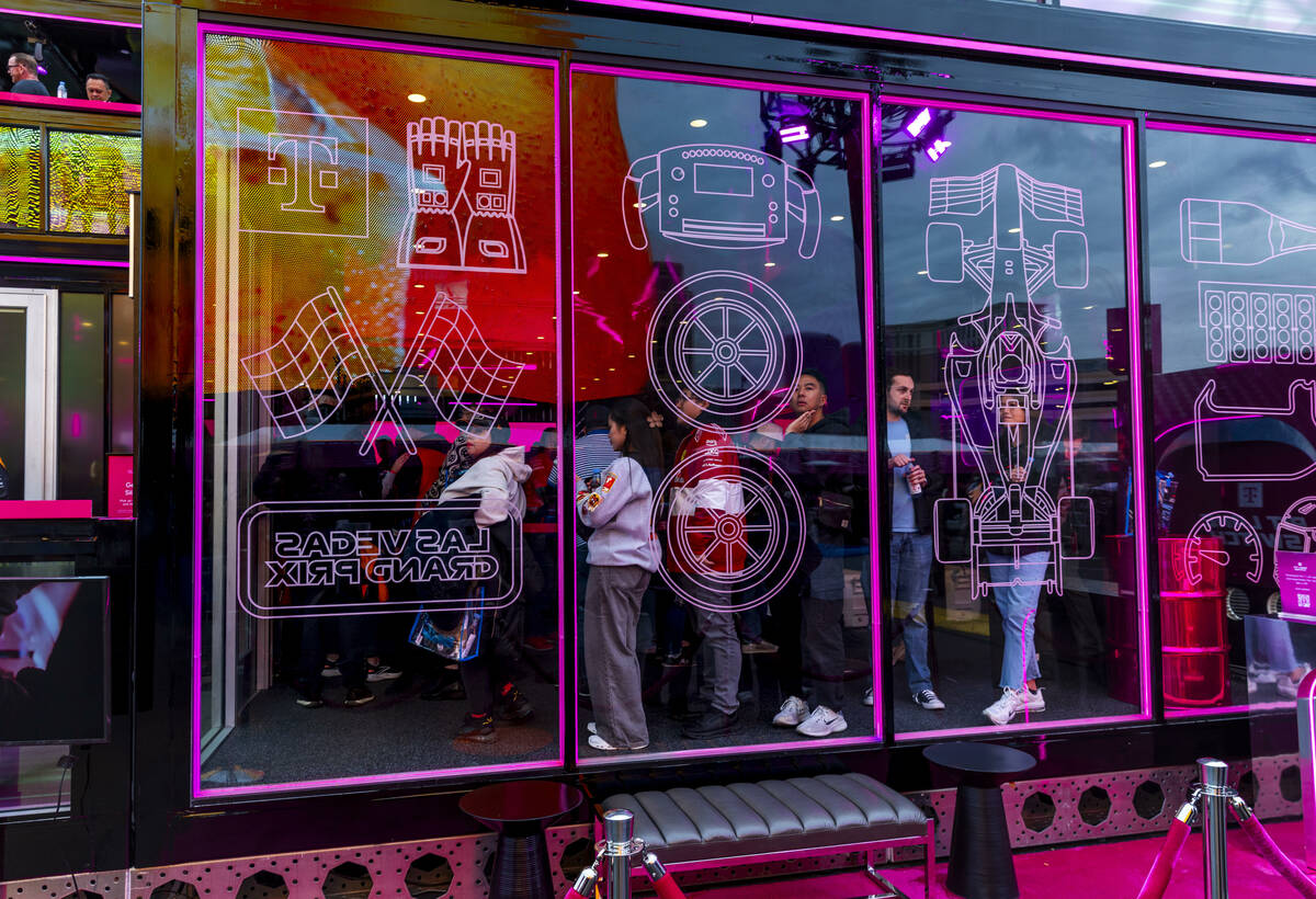 Fans line up to enter the T-Mobile Club Magenta about the Sphere during practice 3 at the Las V ...