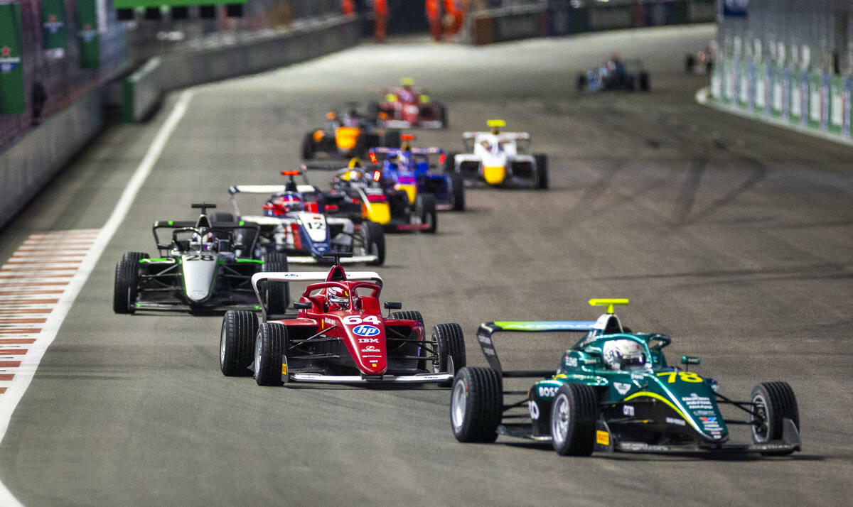 MP Motorsport driver Maya Weug (64) tucks in behind PREMA Racing driver Tina Hausmann (78) into ...