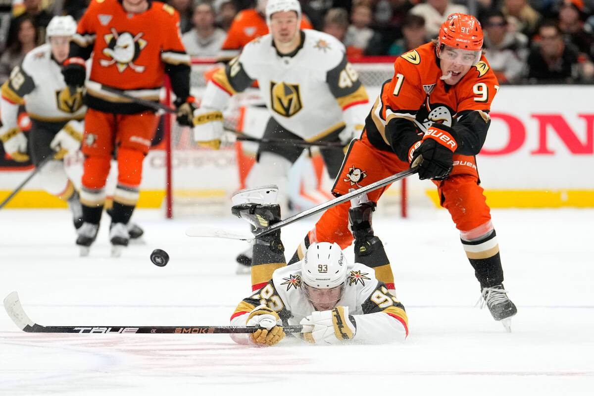 Golden Knights lose to Ducks in overtime after Mitch Marner turnover ...