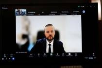 Israeli official Tom Alexandrovich appears via Zoom for his arraignment hearing at the Regional ...