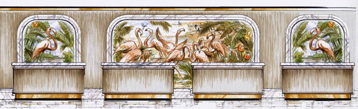 Rendering of new lobby at Flamingo hotel-casino in Las Vegas. (Allard & Conversano Design)