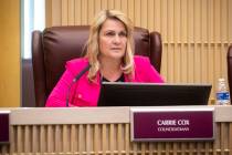 Henderson City Councilwoman Carrie Cox speaks during a Henderson City Council meeting on Feb. 1 ...