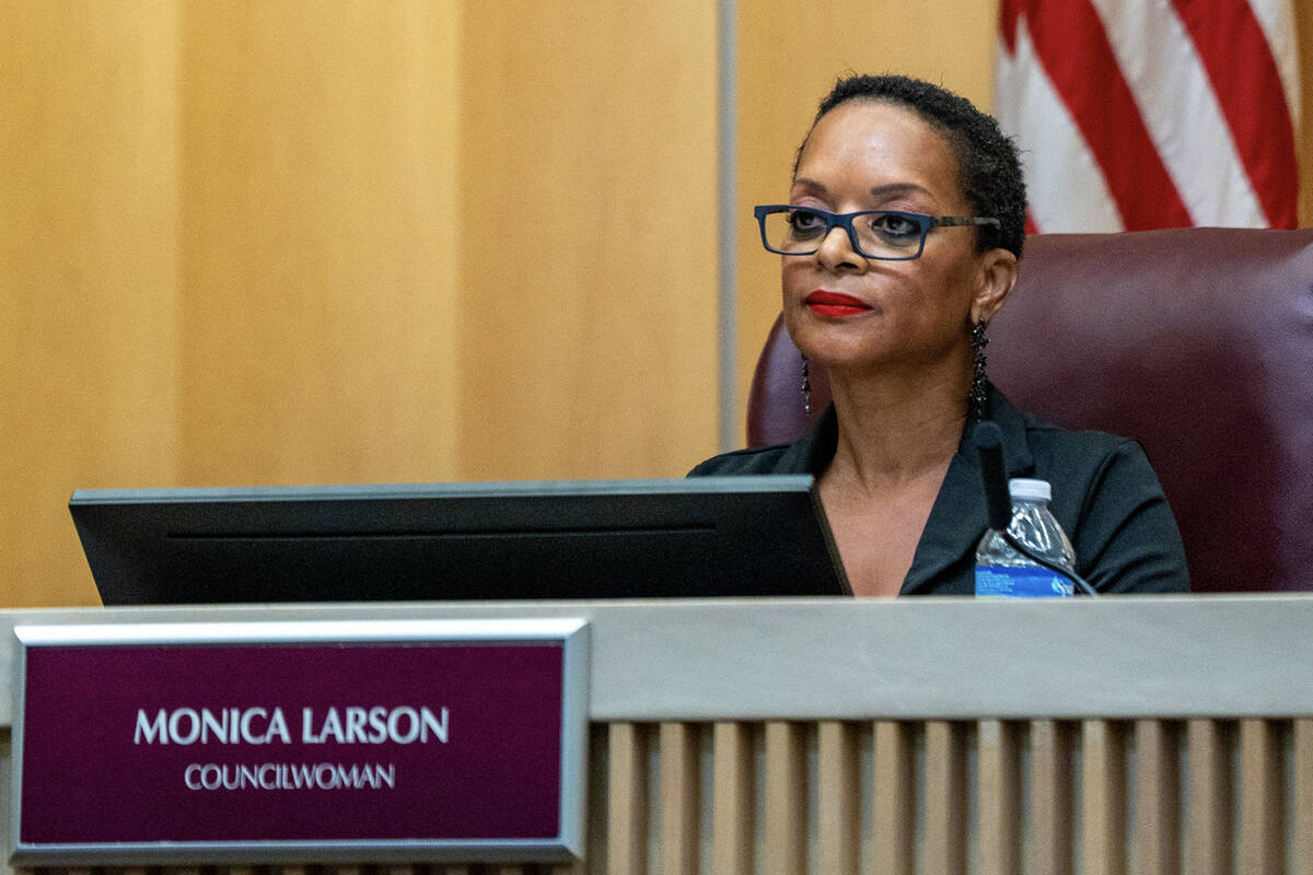Councilwoman Monica Larson listens to public comments regarding the possible censure of council ...