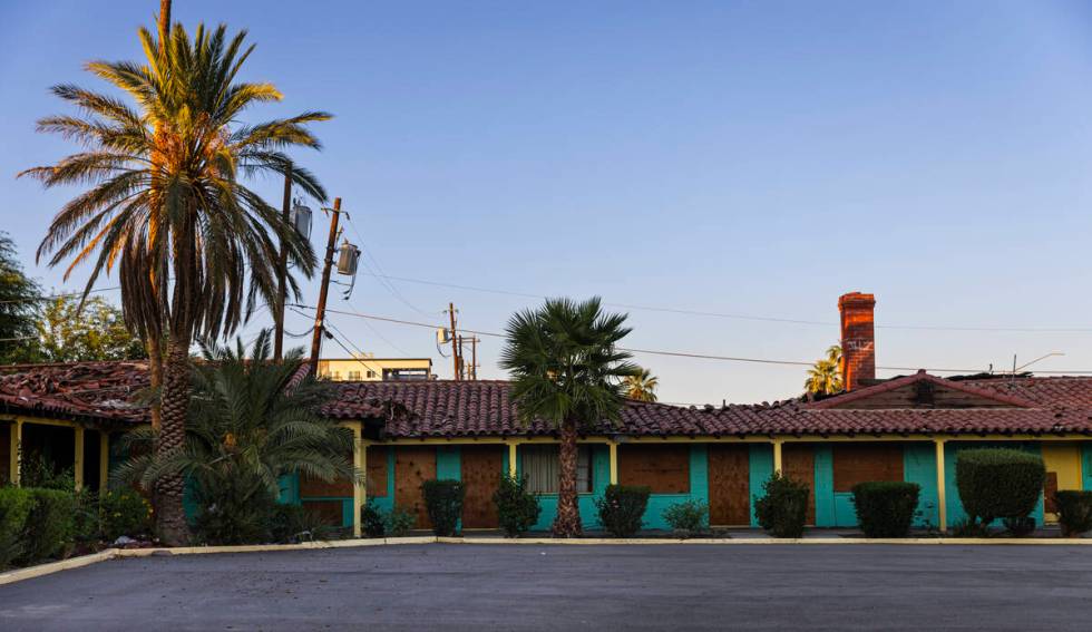 The former Lucky Motel is seen on Fremont Street by Maryland Parkway on Wednesday, Sept. 24, 20 ...
