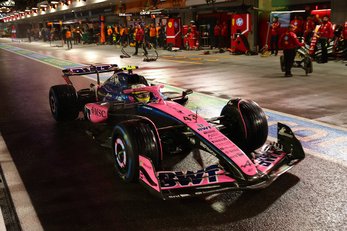 Alpine driver Franco Colapinto leaves the pits during a qualifying session at the Formula One L ...