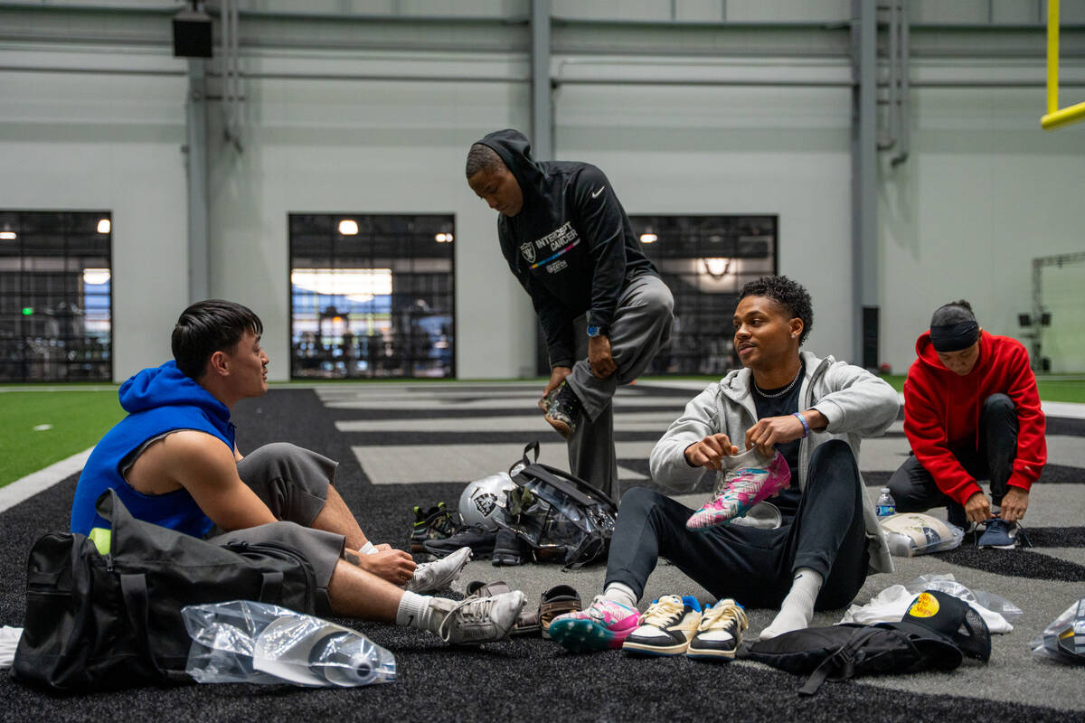 Military members showcase football skills at Raiders facility