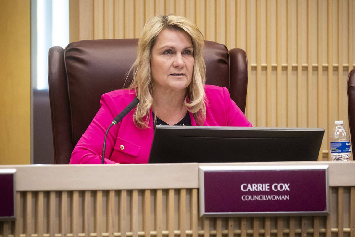 Henderson City Councilwoman Carrie Cox talks about embattled Henderson Police Chief Hollie Chad ...
