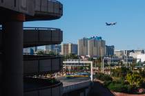 A plane takes off at Harry Reid International Airport Sunday, Nov. 9, 2025, in Las Vegas. (Made ...