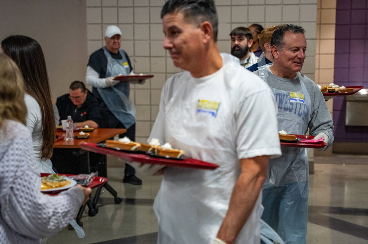 Pumpkin pie is served during Catholic Charities of Southern Nevada’s 60th consecutive fr ...