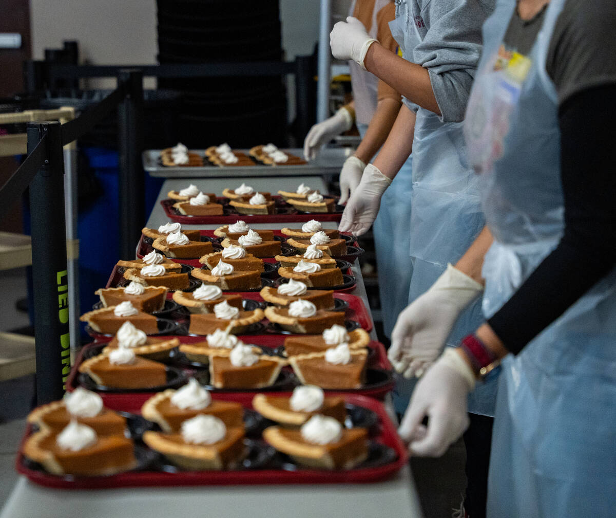 Pumpkin pie is served during Catholic Charities of Southern Nevada’s 60th consecutive fr ...