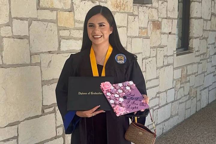 In this undated photo provided by her attorney, Todd Pomerleau, Any Lucia Lopez Belloza celebra ...