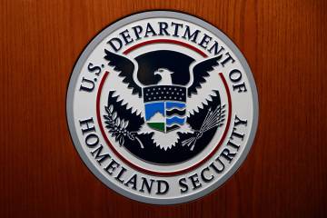 In this June 28, 2019, file photo the Department of Homeland Security (DHS) seal is seen during ...
